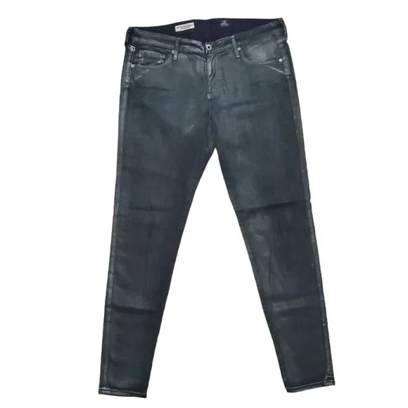 AG The Absolute Legging Coated 32R (Meas 32x29.5 9" Mid Rise) Metallic Jeans A19 - Picture 1 of 11